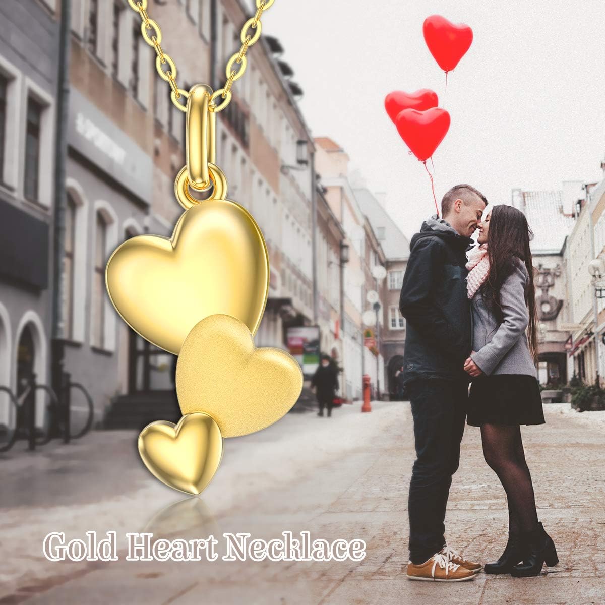 14k Gold Heart Necklace for Women Solid Gold Love Heart Pendant Necklace Love Jewelry Gifts for Wife, Mom, 18 Inch - Image 3