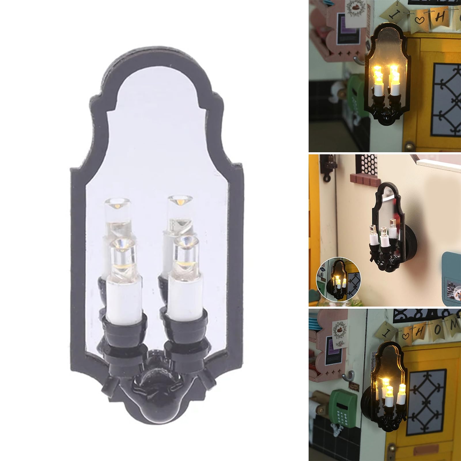 Case delle bambole LED Applique da parete con due teste lampada scala 1/12 Lampada da parete in miniatura per scena giardino visualizzazione decorazioni