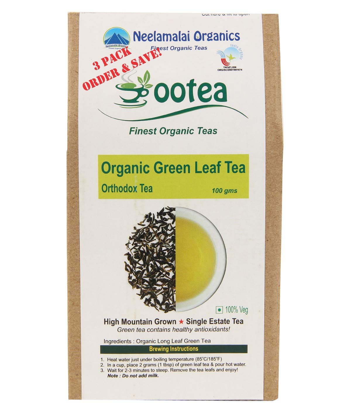 Ootea Organic Green Leaf Tea (Pack of 3 - 300g) (B01LNR4MW0) Amazon Price History, Amazon Price Tracker
