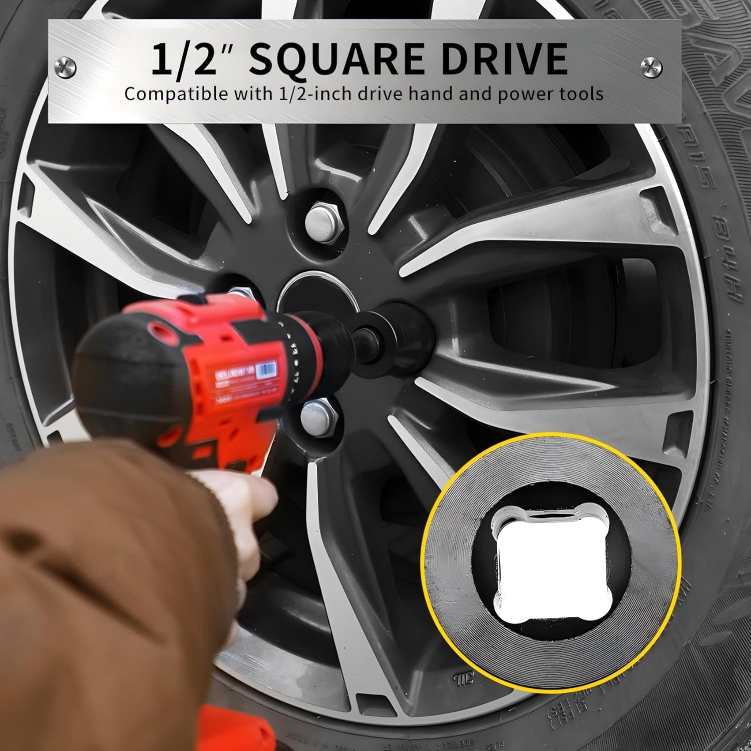 6 PCS Lug Nut Removal Tool, 1/2-inch Twist Socket Set & Bolt Extractor Set, Wheel Lock Removal Kit for Removing Damaged, Frozen, Rusted, Nuts & Screws, Cr-Mo Steel (10-16mm)
