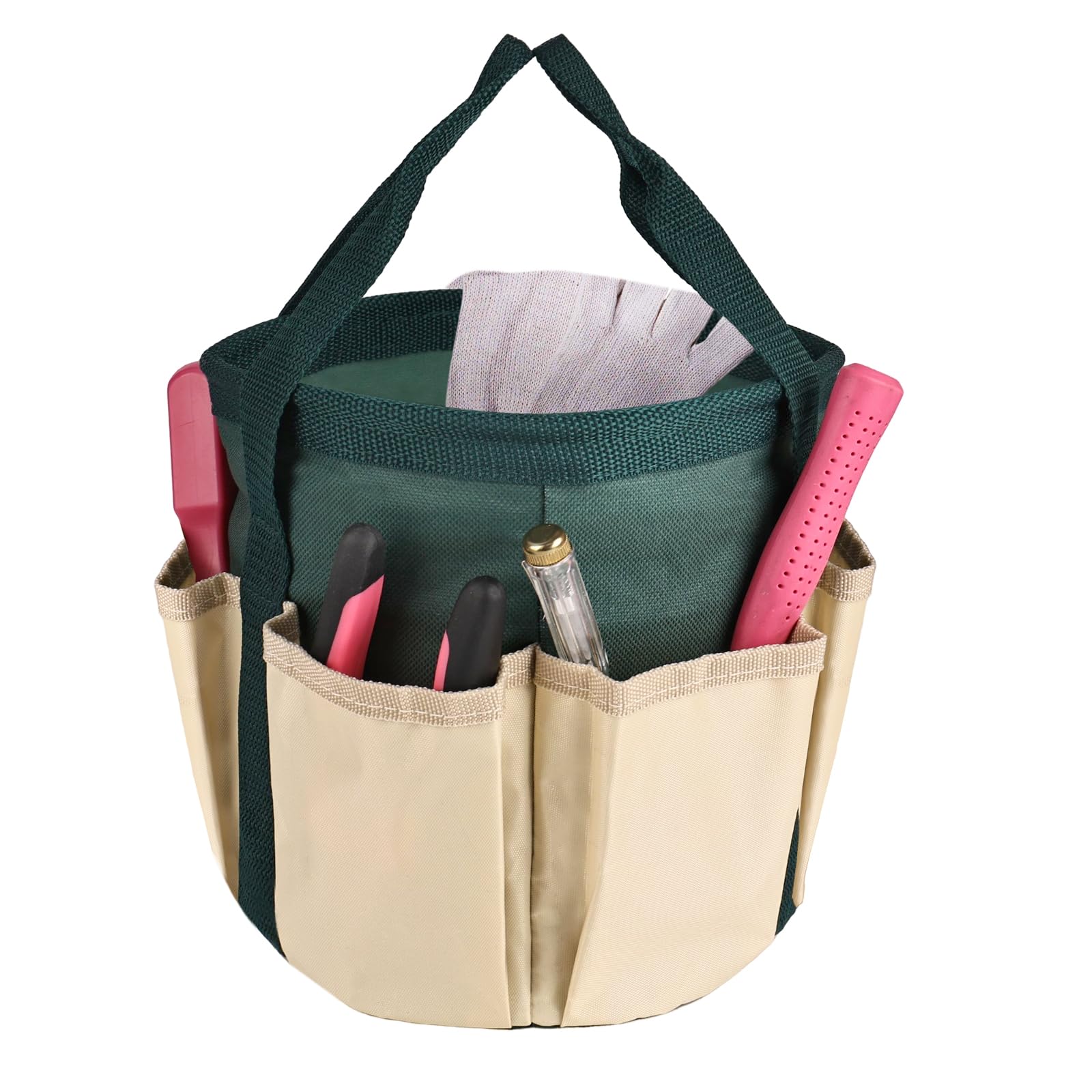 Bolsa De Jardín De Tela Oxford Impermeable – 6 Bolsillos, Multiusos Para Herramientas, Ligera Y Reutilizable (Gris Con Estampado)