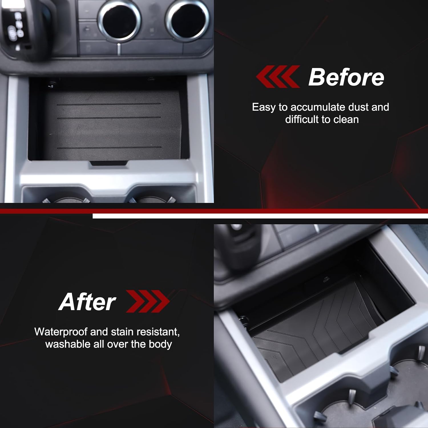 PIUGILH Center Console Organizer Lower Tray Compatible with Land Rover Defender 90 110 130 2025, Silicone Lower Center Console Tray Interior Storage Box