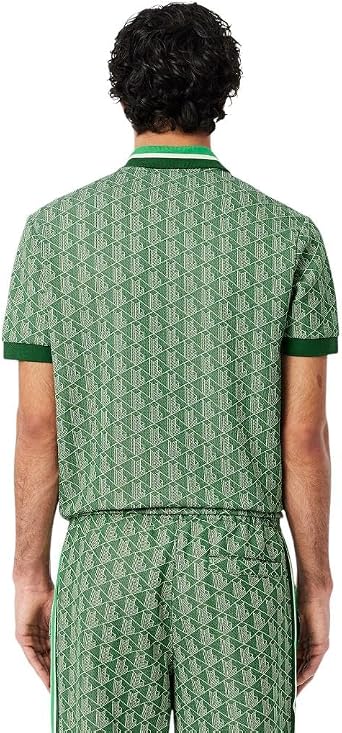 Lacoste Short Sleeve AOP L Color Blocked Polo Shirt and Contrasting Collar