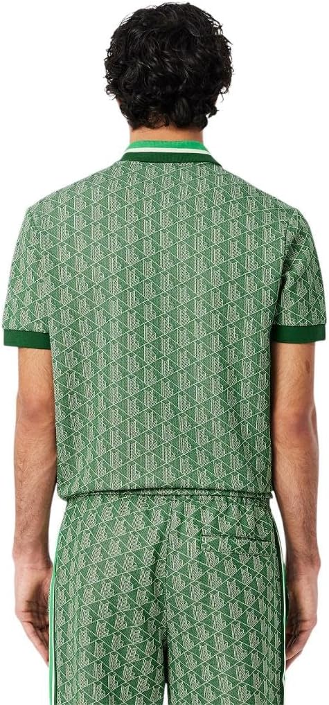 Lacoste Short Sleeve AOP L Color Blocked Polo Shirt and Contrasting Collar
