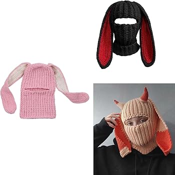HISYI Rabbit Balaclava Halloween Balaclava Long Ears Hat Funny Hat