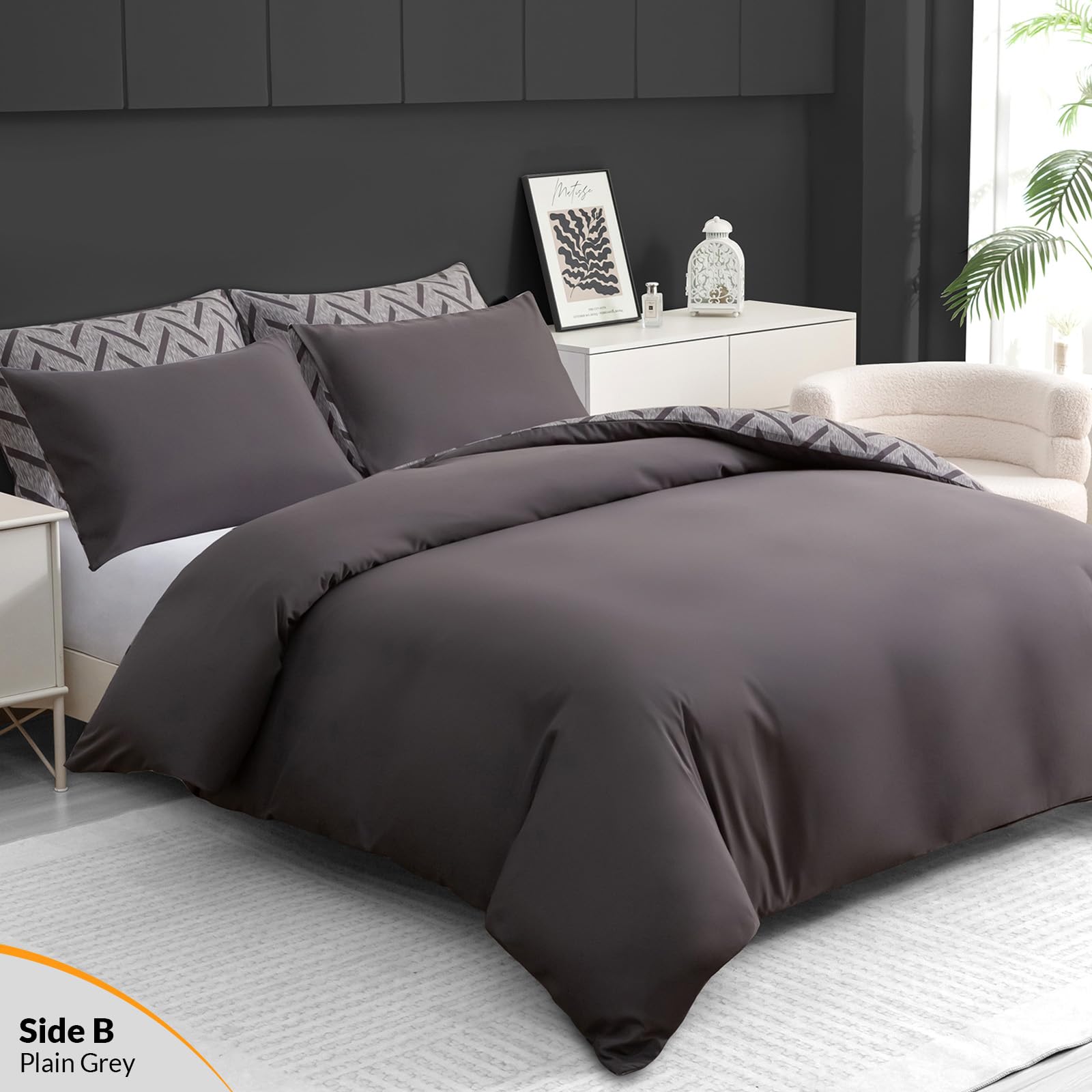 Pamposh King Size Duvet Cover Sets Premium Microfiber Duvet Cover King Size Ultrasoft Hypoallergenic Reversible Bedding Set including Zipper Closure - Image 2