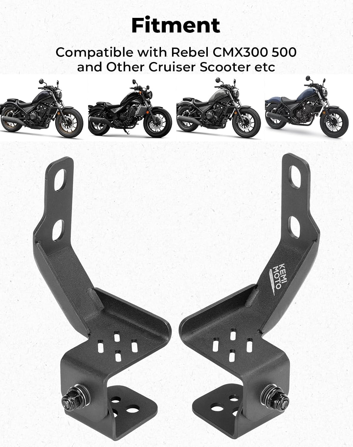 KEMIMOTO Adjustable Angle Motorcycle Rearview Mirror Down Bracket Universal Fits M8/M6/M10 Handlebar Side Mirror Mount Compatible with Rebel 500 300 Cruiser Sportster Iron 883 Vulcan Shadow Dyna