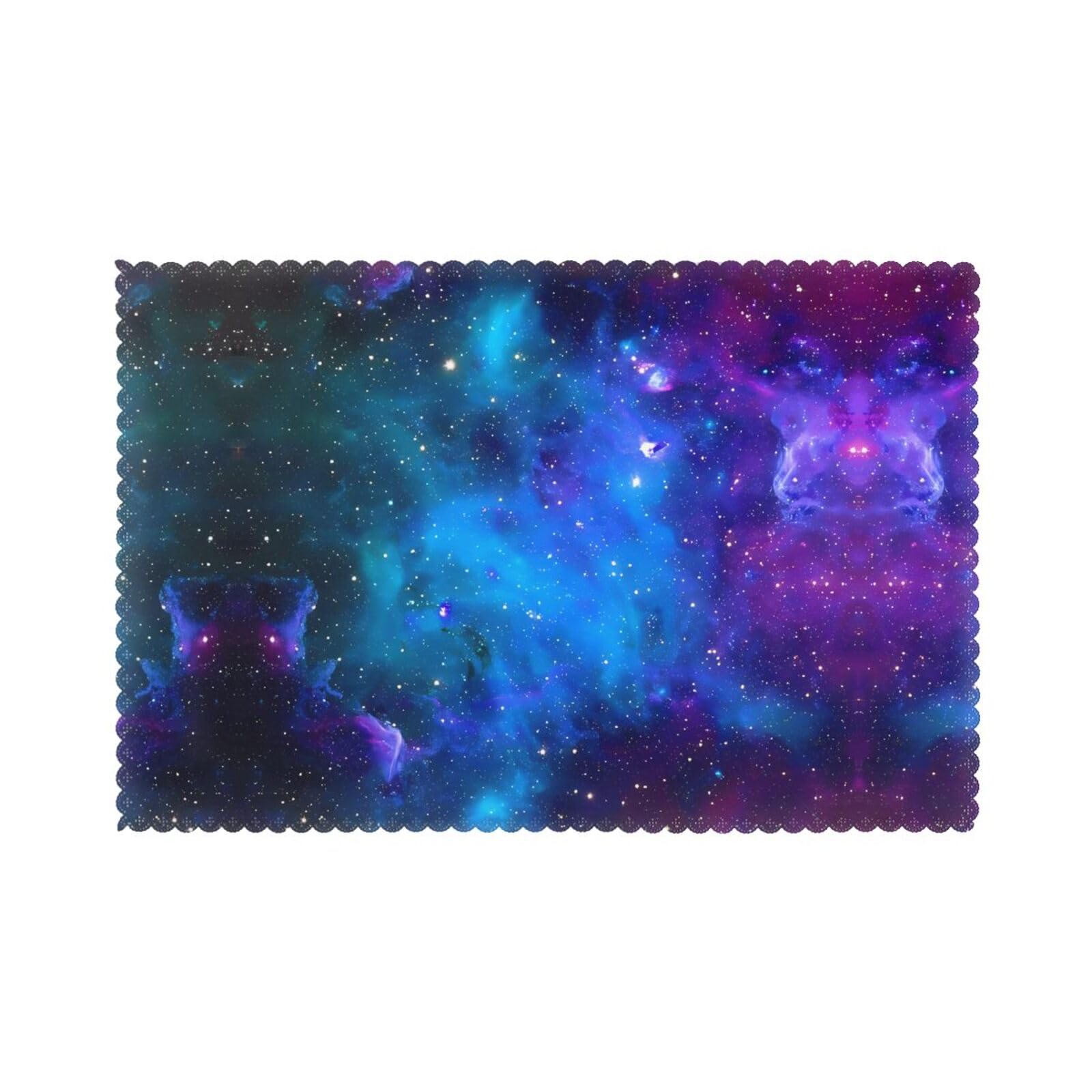 WHJSSF Galaxy Prints Placemats Set of 6 12x18in - Durable Table Layers with Heat-Resistant & Wrinkle-Free Polyester
