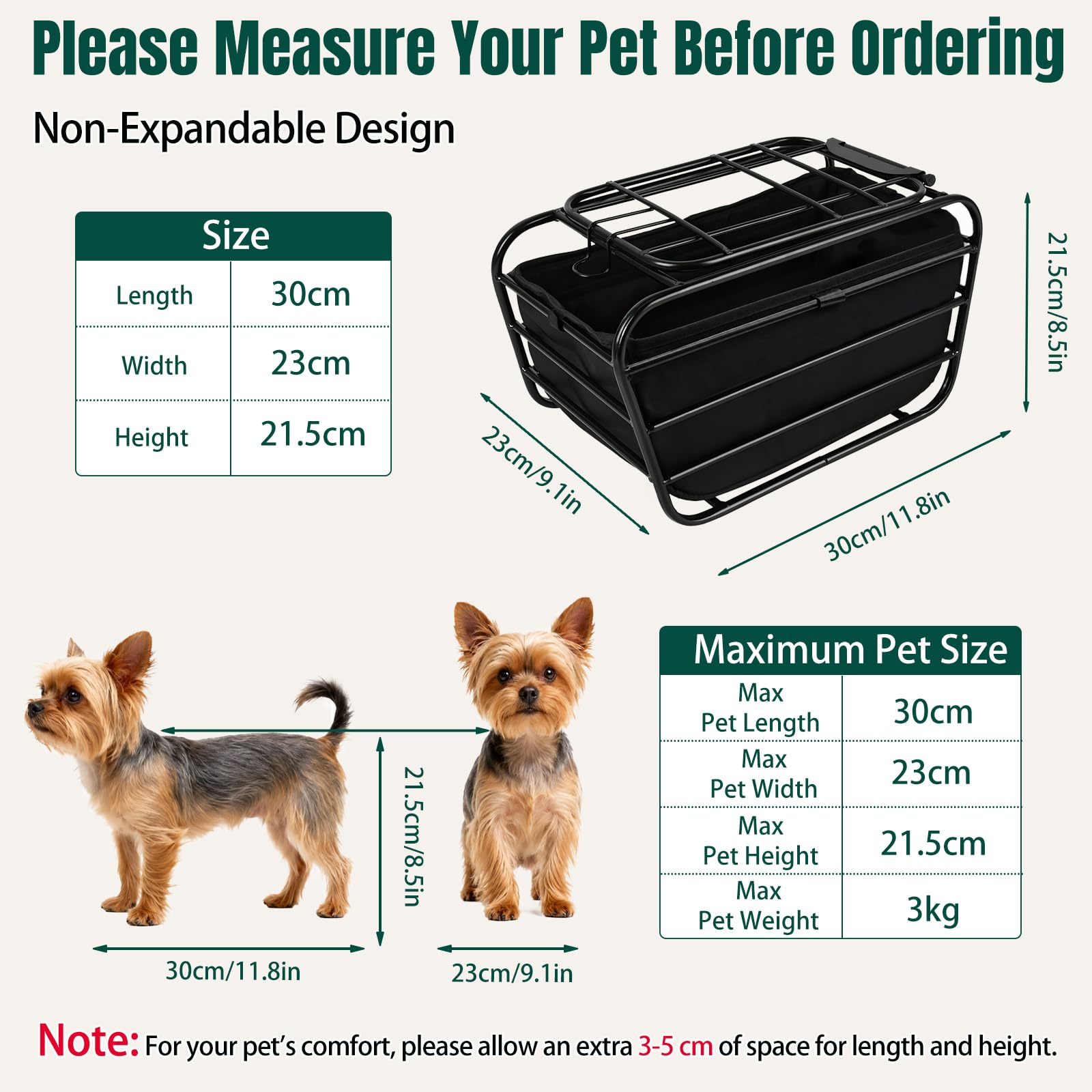 Panier Vélo Chien pour Petits Chiens, Chiots et Chats, Panier Vélo Arrière pour Porte-Bagages en Acier Carbone avec Couvercle Verrouillable et Fermeture de Sécurité, Transport pour Animaux et Bagages