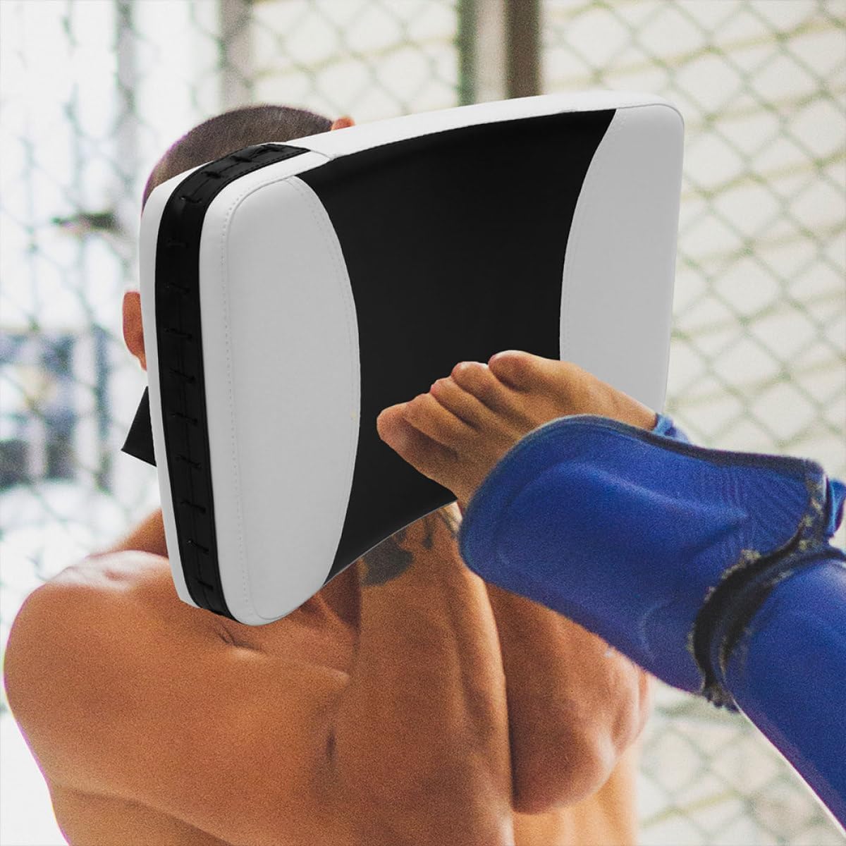 Taekwondo Kicking Pad Thai Kickboxing Punching Target Curved Handheld Training Shield Black White Small Size for Martial Arts Sparring and Kickboxing Equipment