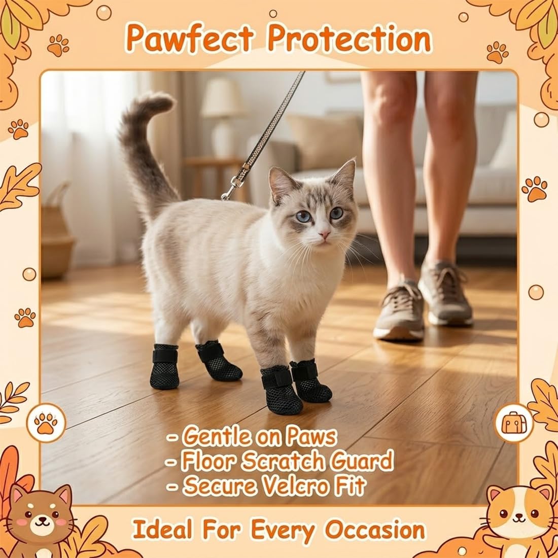 4 Pzs Protectores De Uñas Para Perros, Gatos,Guantes Para Gatos A Prueba De Arañazos, Protector Ajustable De Malla Para Uñas De Gato, Antideslizantes (L/4-7Kg)