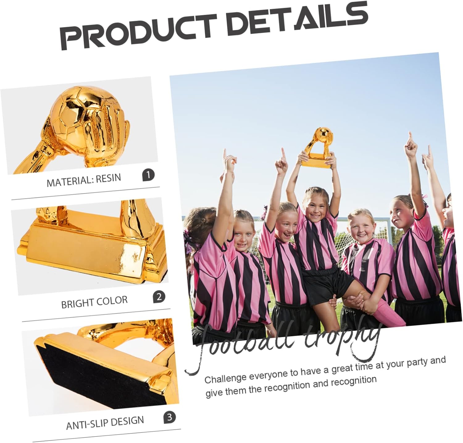 Versatile Soccer Trophy Adornment Resin Football Award for Boys and Girls Filming Broadcasting Stage Performances and Media Projects