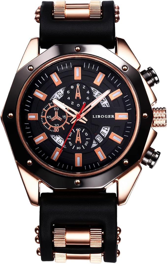OIDEA Reloj Deportivo Analógico Hombre Cuarzo Correa Silicona Calendario