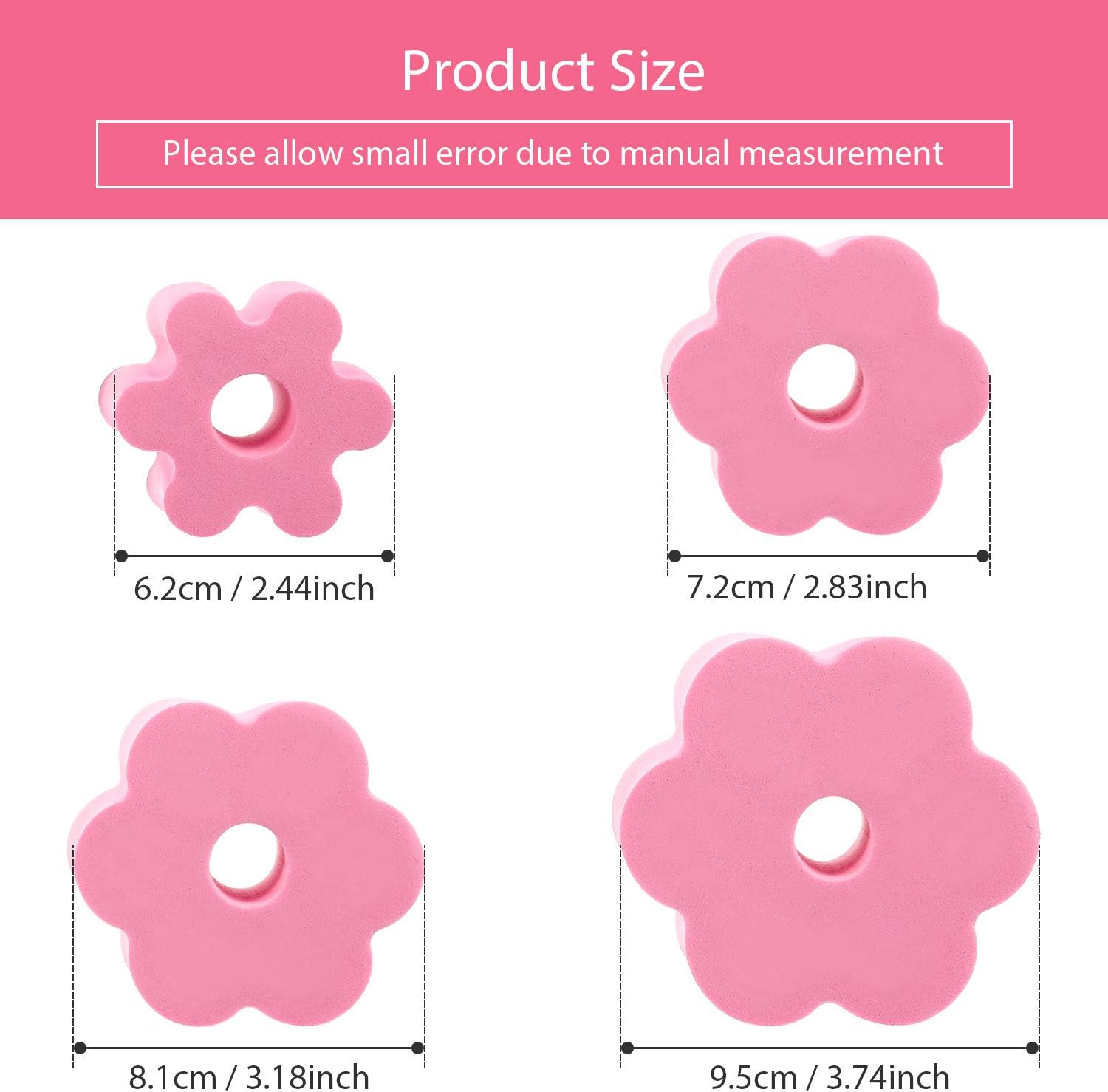 Shappy Cup Turner Foam White and Pink Cup Turner Inserts Accessories 2.44/2.83/3.18/3.74 Inch Diameter Foam Inserts for Tumblers Bottles Cups (12 Pieces)