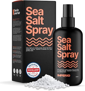 IMPERIO Sea Salt Spray - 250ml Premium Salt Spray for More Volume & Stable Texture - Perfect Beach Waves, More Volume & Grip with Ocean Power - Unisex Fragrance