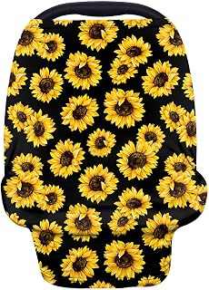 INSTANTARTS Sunflowers Baby Infant Carseat Canopy Nursing Covers,Soft Breathable Stretchy Baby Stroller Cover Multi-use,Infant Carsear Canopy/Stroller Covers/Nursing Breastfeeding Cover