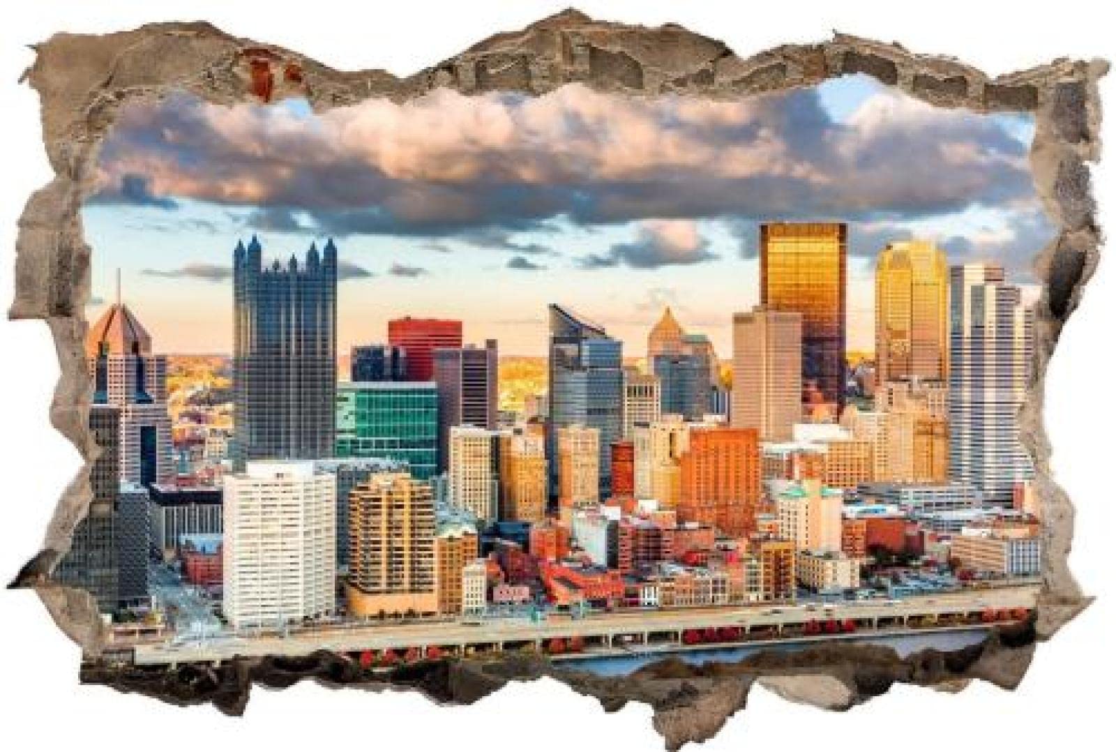 Gougeltd Adesivi da Parete 3DSkyline della città Decorazioni Parete Stickers Murali Soggiorno Asilo Nido Camera da Letto per Bambini 80x120cm