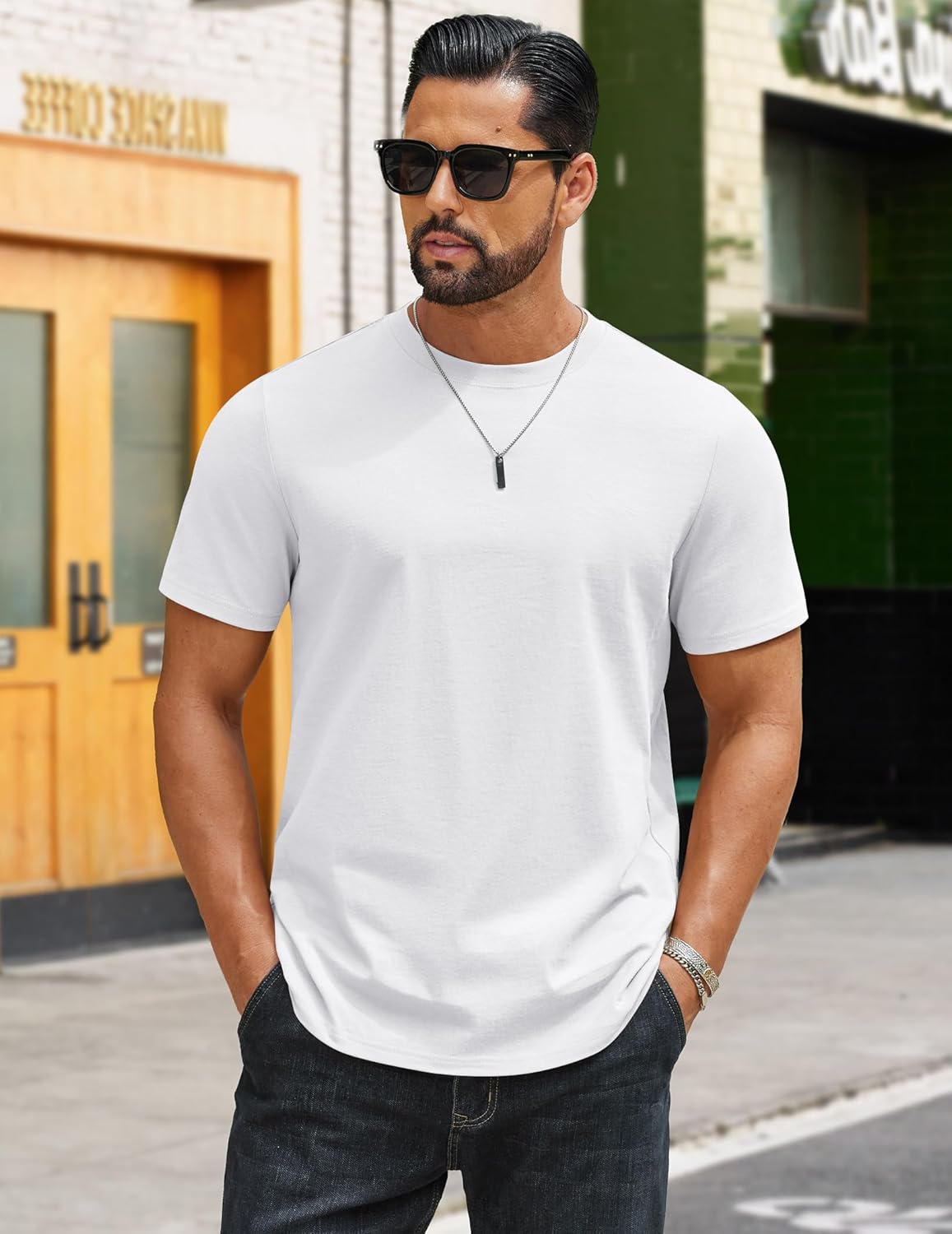 COOFANDY Mens T-Shirts 100% Cotton Crewneck Short Sleeve Tees Casual Plain Shirts - Image 3