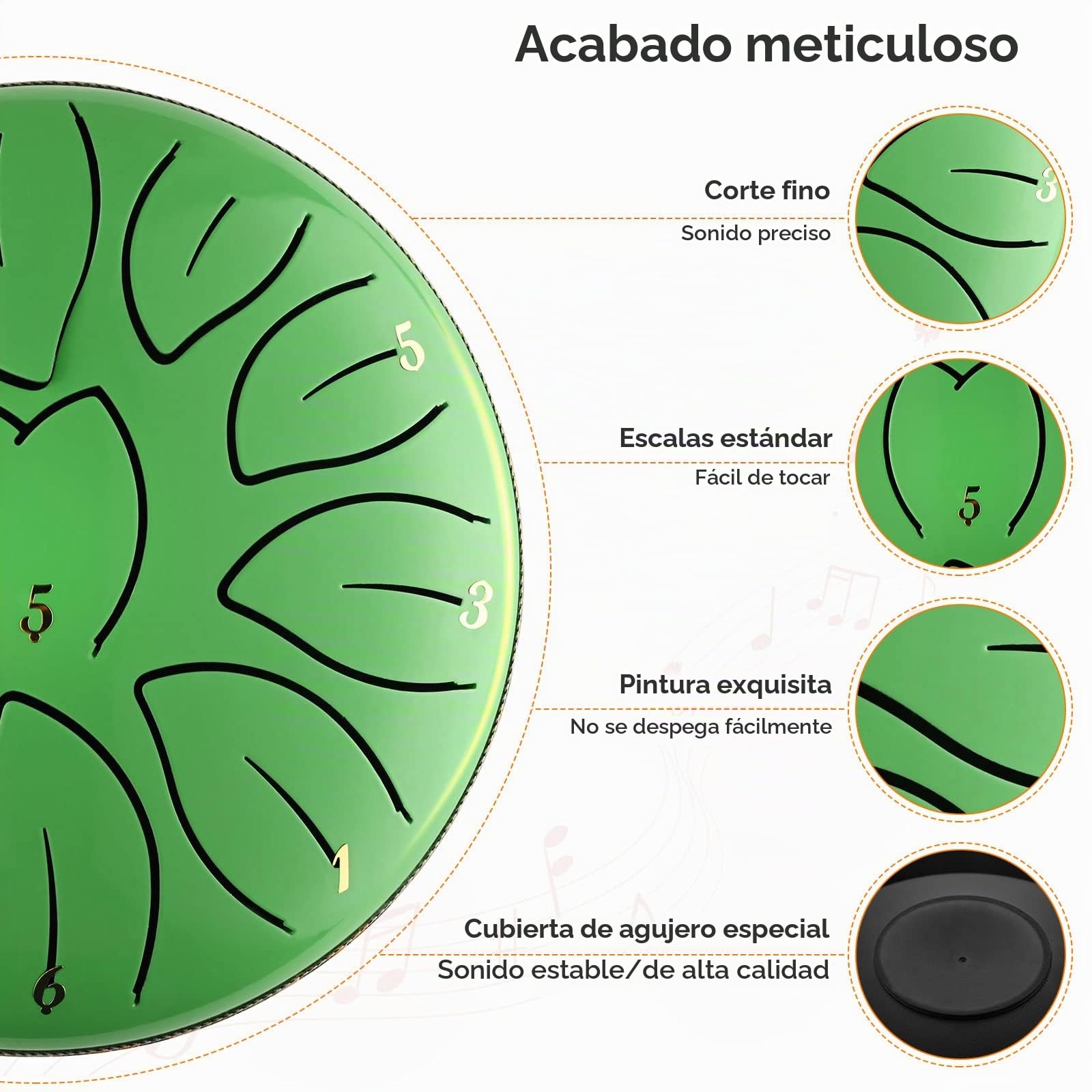 Tambor de Lengüeta de Acero de 6 Pulgadas y 11 Tonos Tambores de Hendidura Instrumento de Percusión Handpan Tongue Drum con Bolsa de Viaje, par de mazos,púas de Dedo
