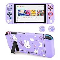 Vista 1 de Dockable Protective Case Compatible with Nintendo Switch Cute Soft TPU Slim Grip Cover for NS Joy-con Controllers with 2 Cat Paw Thumb Grips Caps