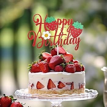 Yamobi Tortendeko Erdbeere Mit Schleifen - Geburtstagsdeko Für Kuchen & Party