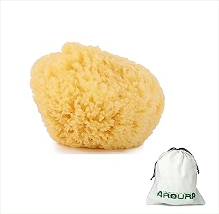 اسفنجة من صوف البحر الطبيعي من اورورا، اسفنجة استحمام وليفة طبيعية، اسفنجة بحرية للعناية بالجسم وتنظيف الوجه وغسل الجسم، اسفنجة طبيعية (مقاس XL)