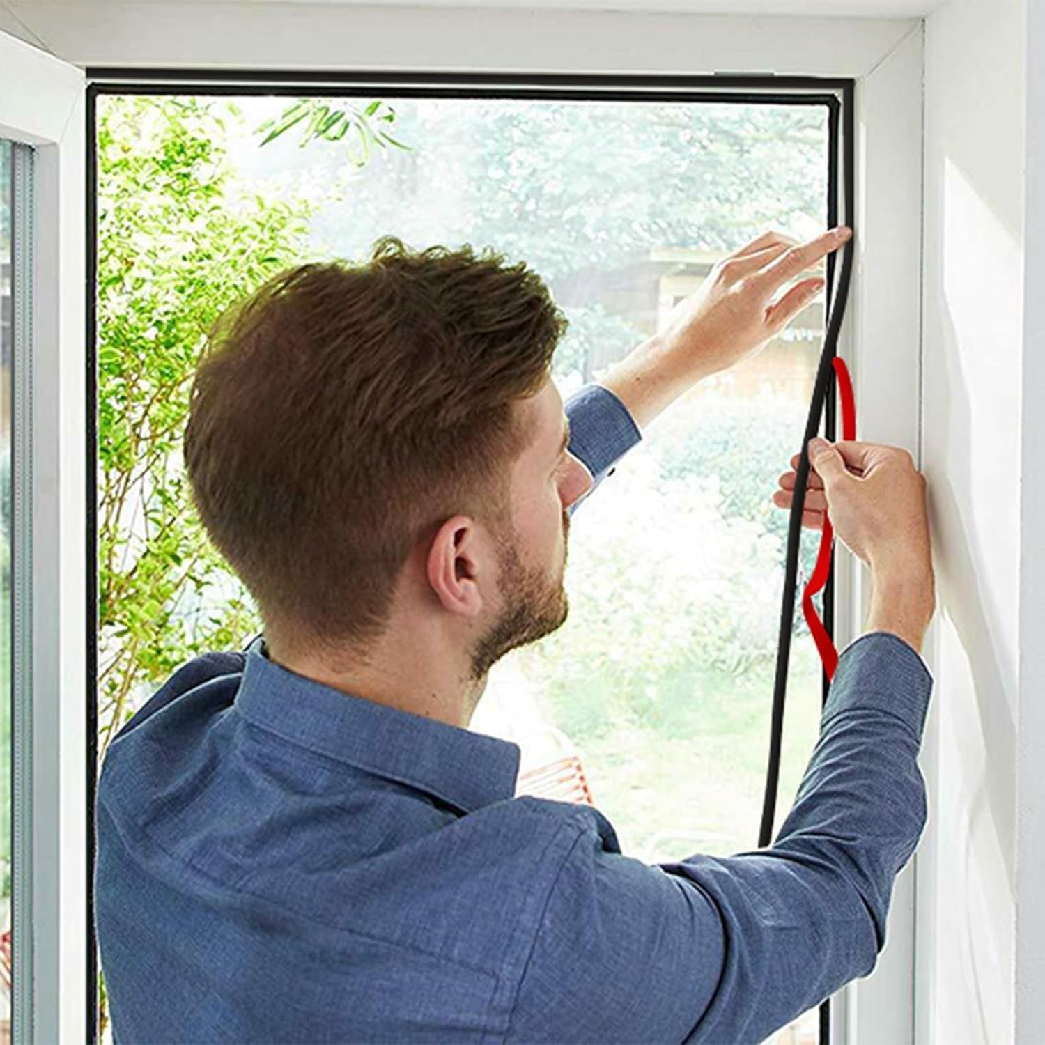 Weather Stripping Door Seal Strip D-Shape Silicone Weatherstrip Self Adhesive Tape Multi Holes Soundproof Sealing Strip for Windows Door Frame Insulation 6 Meters/19.7Ft (Black)