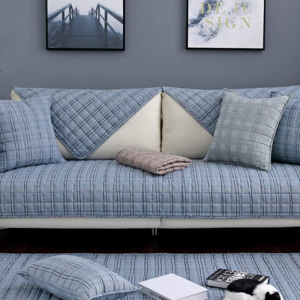 Nordic Sofa Couch s 1 2 3 4 Seater Loveseat Slips Anti-Slip Corner L Shape Settee Pad Furniture Protector Sofa Towel for Dogs Kids Pets Chair Cushion Brown-110×180cm(43×71inch) (Blue2 70×180cm(27×70i
