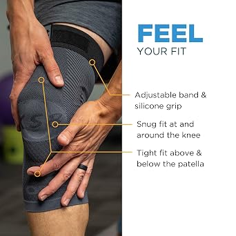 OrthoSleeve Stabilizing Compression Knee Brace KS8 with Patella Stabilizer Ring, Stability Splints and Adjustable Top for Knee Pain, Arthritic Knees, Post-Surgery and Swelling (Small)