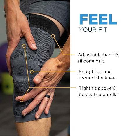 OrthoSleeve Stabilizing Compression Knee Brace KS8 with Patella Stabilizer Ring, Stability Splints and Adjustable Top for Knee Pain, Arthritic Knees, Post-Surgery and Swelling (Small)