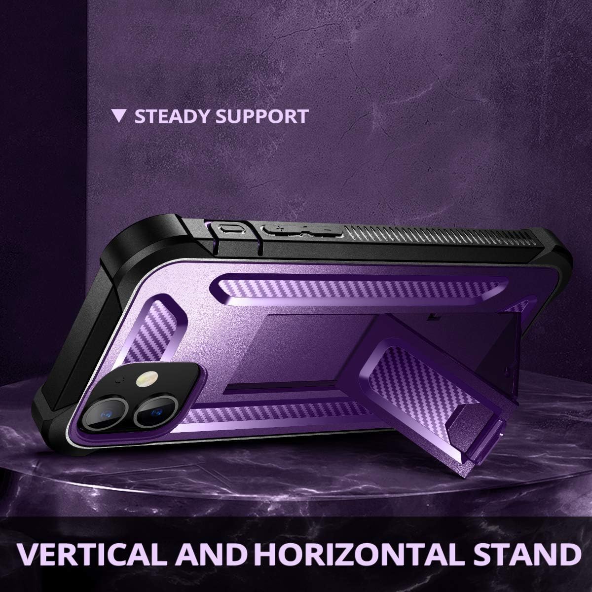 Dexnor for iPhone 12 / for iPhone 12 Pro Case, [Built in Screen Protector and Kickstand] Dual Layer Military Grade Protection Shockproof Cover for iPhone 12/ for 12 Pro 5G 2020, 6.1 inch Purple