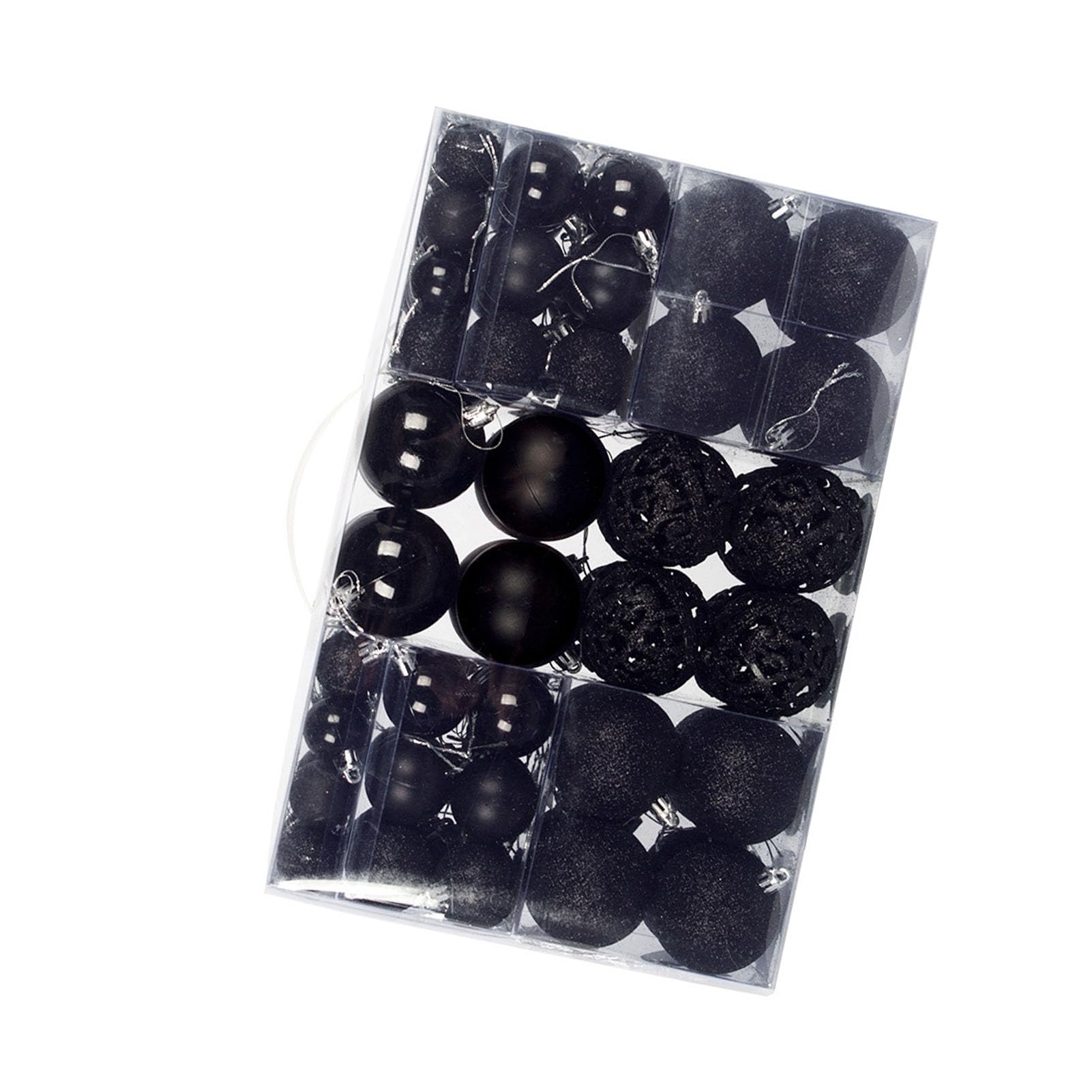 Boules de Noël en plastique noir x100 pour décoration de sapin festif