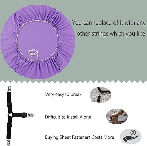 Miniatura 3 de Joyching Sábana bajera tamaño California King, 2 bolsillos laterales de almacenamiento, bolsillo extra profundo de 16 pulgadas, suave y