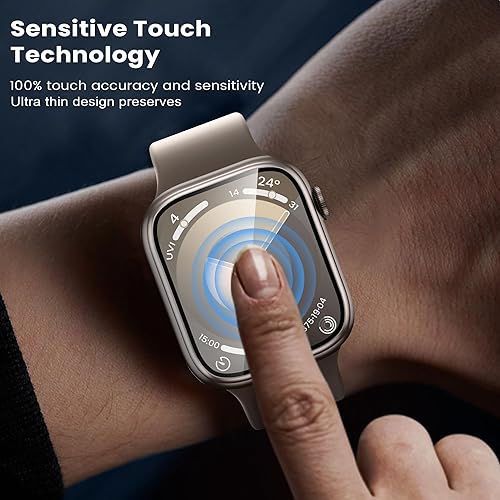 Miniatura 3 de WSKEN Protector de pantalla para Apple Watch de 1.732 pulgadas (1.732 in) Series SE2 SE 6 5 4, marco de aleación de titanio + vidrio templado 9H,