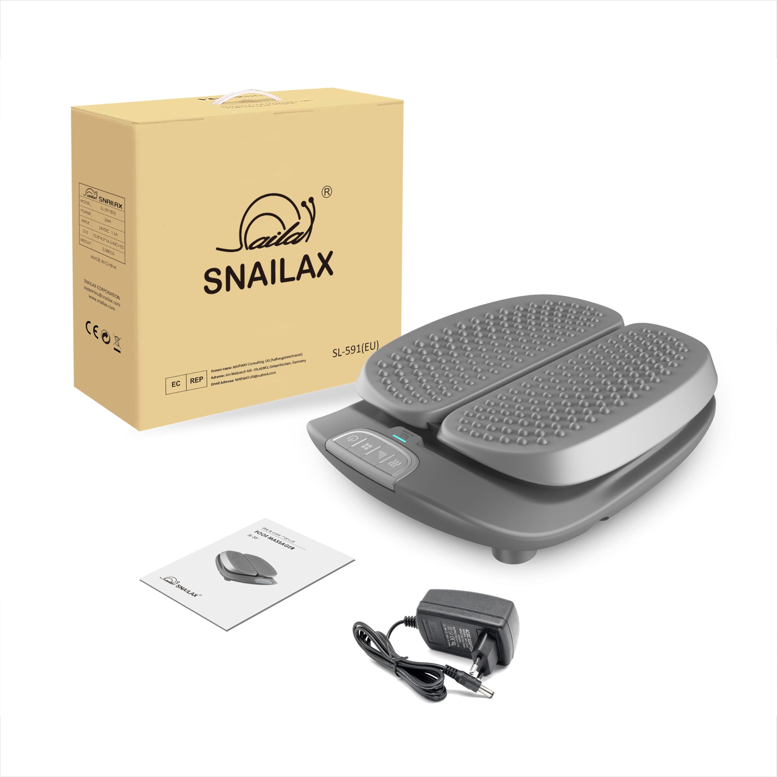 SNAILAX Masajeador de pies con calor y vibración, control remoto, máquina de masaje de pies eléctrica con velocidad de vibración ajustable para la circulación, fascitis plantar, alivio del dolor