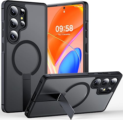 TOCOL Magnetic for Samsung Galaxy S25 Ultra Case, Kickstand with Upgraded Full Camera Protection, Compatible with Magsafe, Drop Protection Slime Cover for Samsung Galaxy S25 Ultra 6.9-Inch (Black)