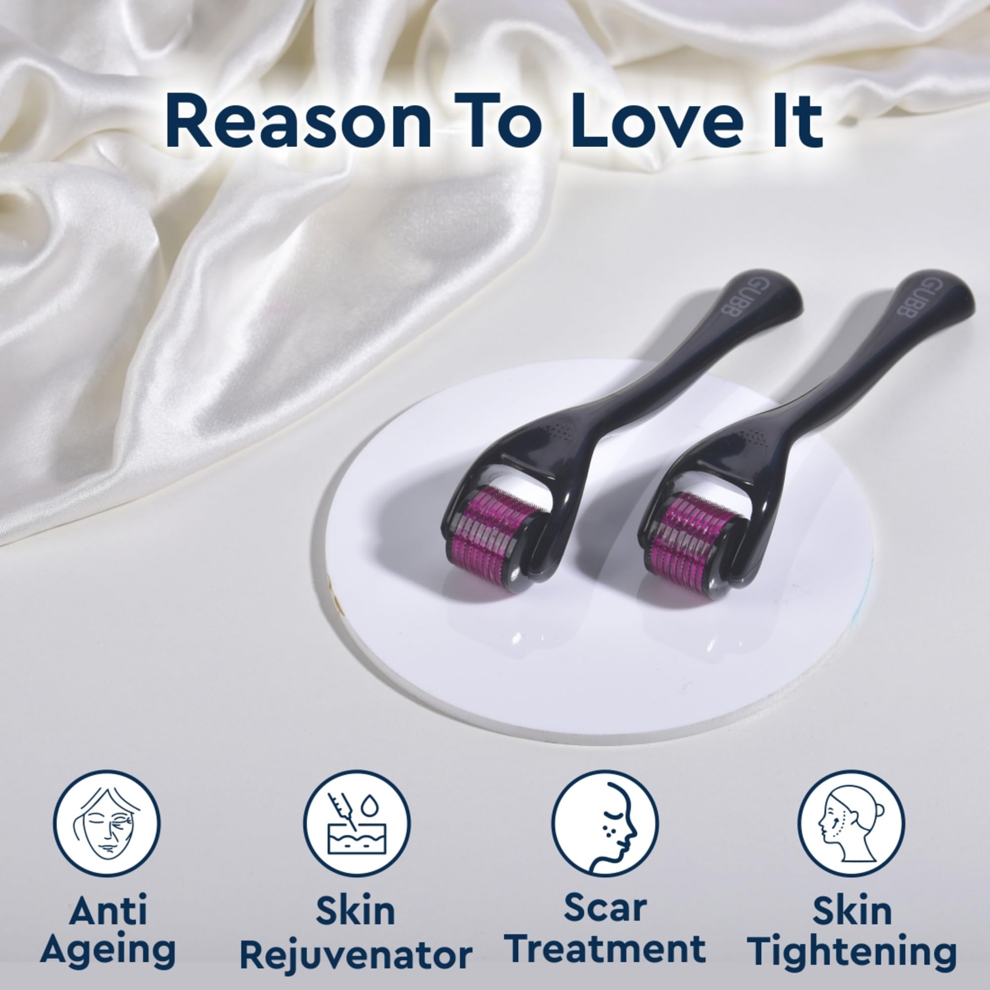 GUBB Derma Roller 0.5mm for Face - Microneedling Tool for Acne Scars,Wrinkles,Beard Growth Stimulator,Skin Rejuvenation,Stretch Marks,Glowing Skin and Hair Regrowth - Pink - Image 7 thumbnail