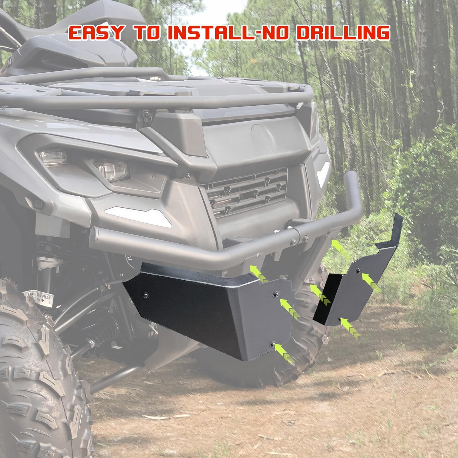 2pcs Front Bumper Protection Skid Plates Compatible with Can-Am Outlander 500 700 PRO 2023-2025 Accessories, Heavy Duty Steel Front Brushguard Protector Cover Replace 715005439