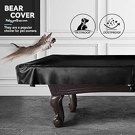 BEARCOVER Heavy Duty Leatherette Billiard Pool Table Cover, Waterproof & Tearproof Cover for Pool Table 7/8/9FT (Black/Faux Lambskin, 7FT-(92LX 52WX 8H))