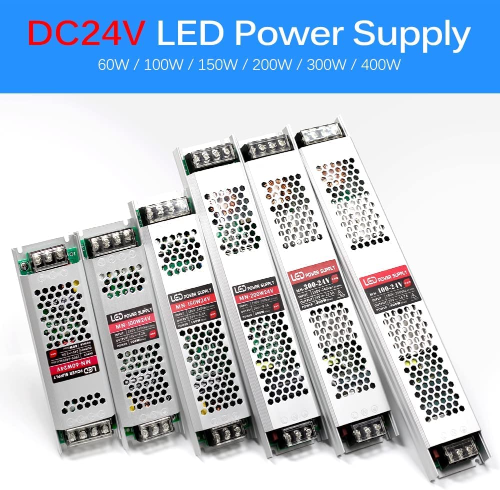 Ultra Thin LED Power Supply DC 12V 24V Lighting Transformers 60W 100W 150W 200W 300W 400W AC190-240V Driver for LED Strips (24V, 300W)