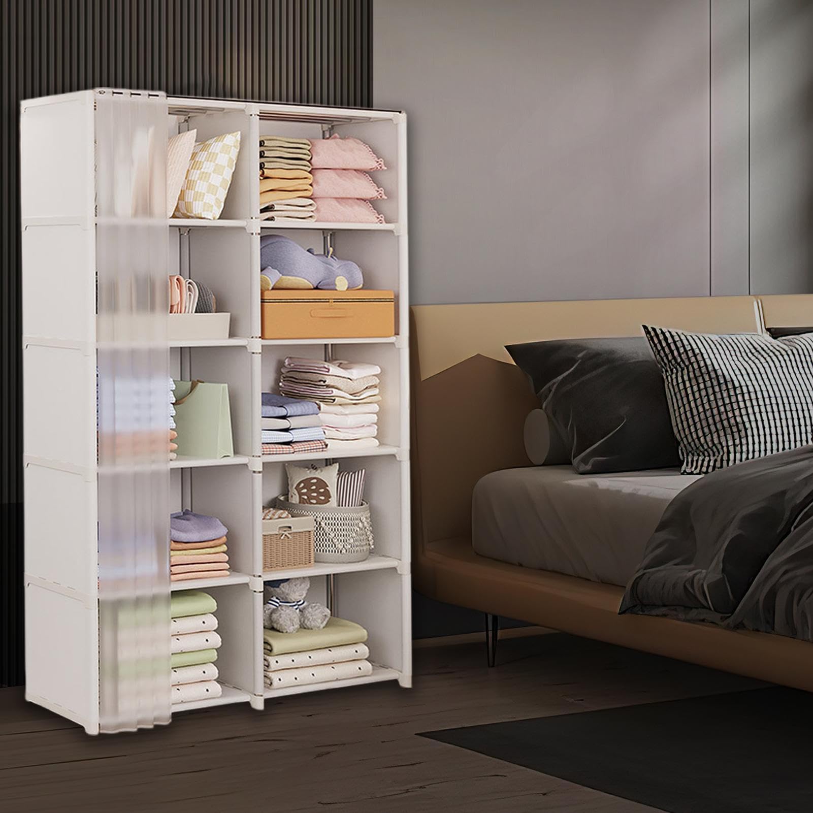 Generico Scaffali Degli Armadi In Tessuto - Armadio 'armadio Portatile | Organizzatore Di Vestiti Per La Conservazione 'armadio | Rack Per Vestiti Guardaroba | Organizzatore Di Stoccaggio 'armadio