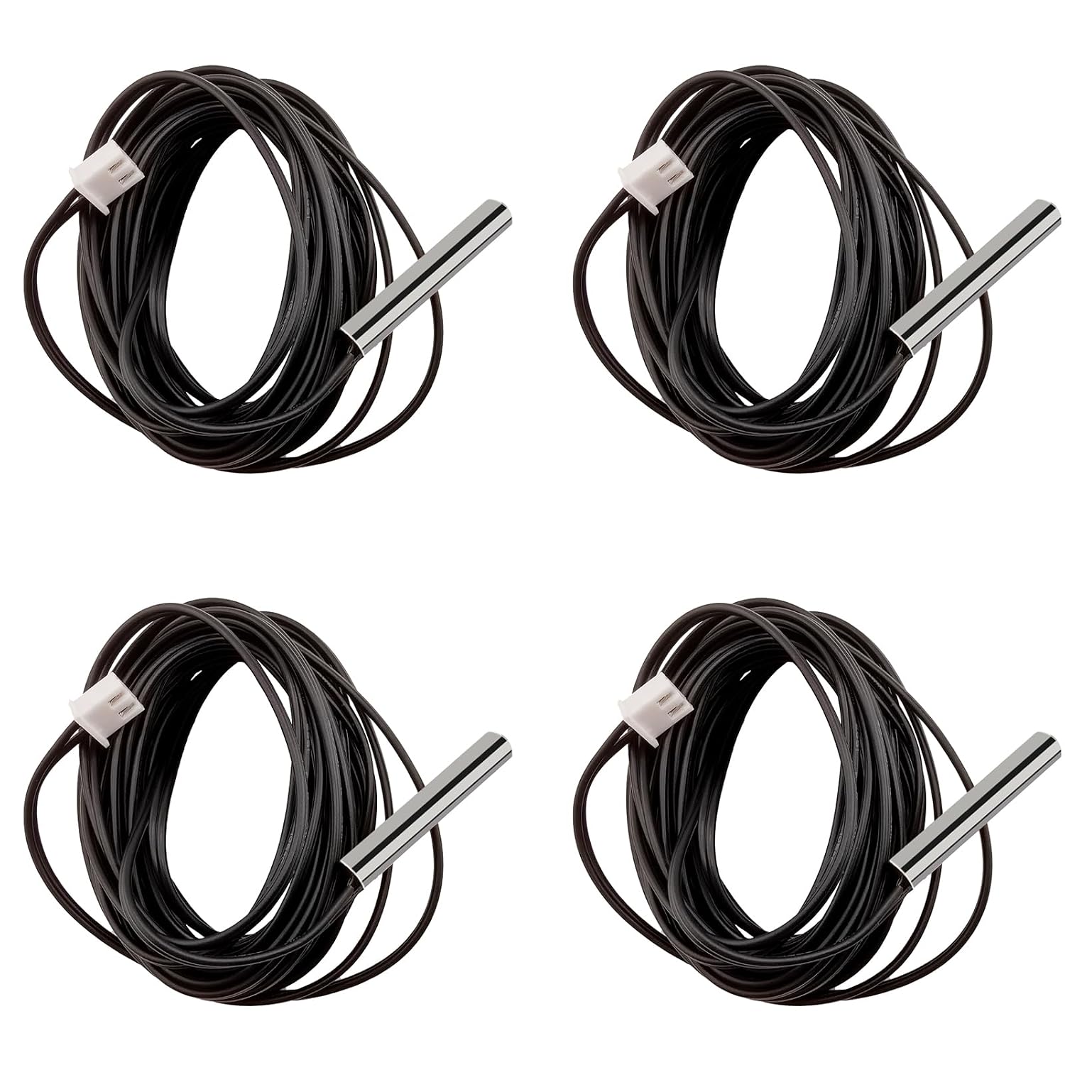 4pcs 10K Thermistor 3 M, 3950 NTC 10K Thermistor Temperature Sensor Probe, Stainless Steel NTC 10K Temp Sensor Probe use for Water Dispenser/Refrigerators/Freezers,etc.