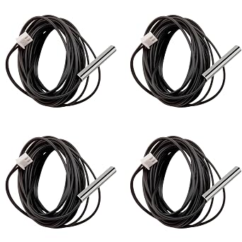 4pcs 10K Thermistor 3 M, 3950 NTC 10K Thermistor Temperature Sensor Probe, Stainless Steel NTC 10K Temp Sensor Probe use for Water Dispenser/Refrigerators/Freezers,etc.