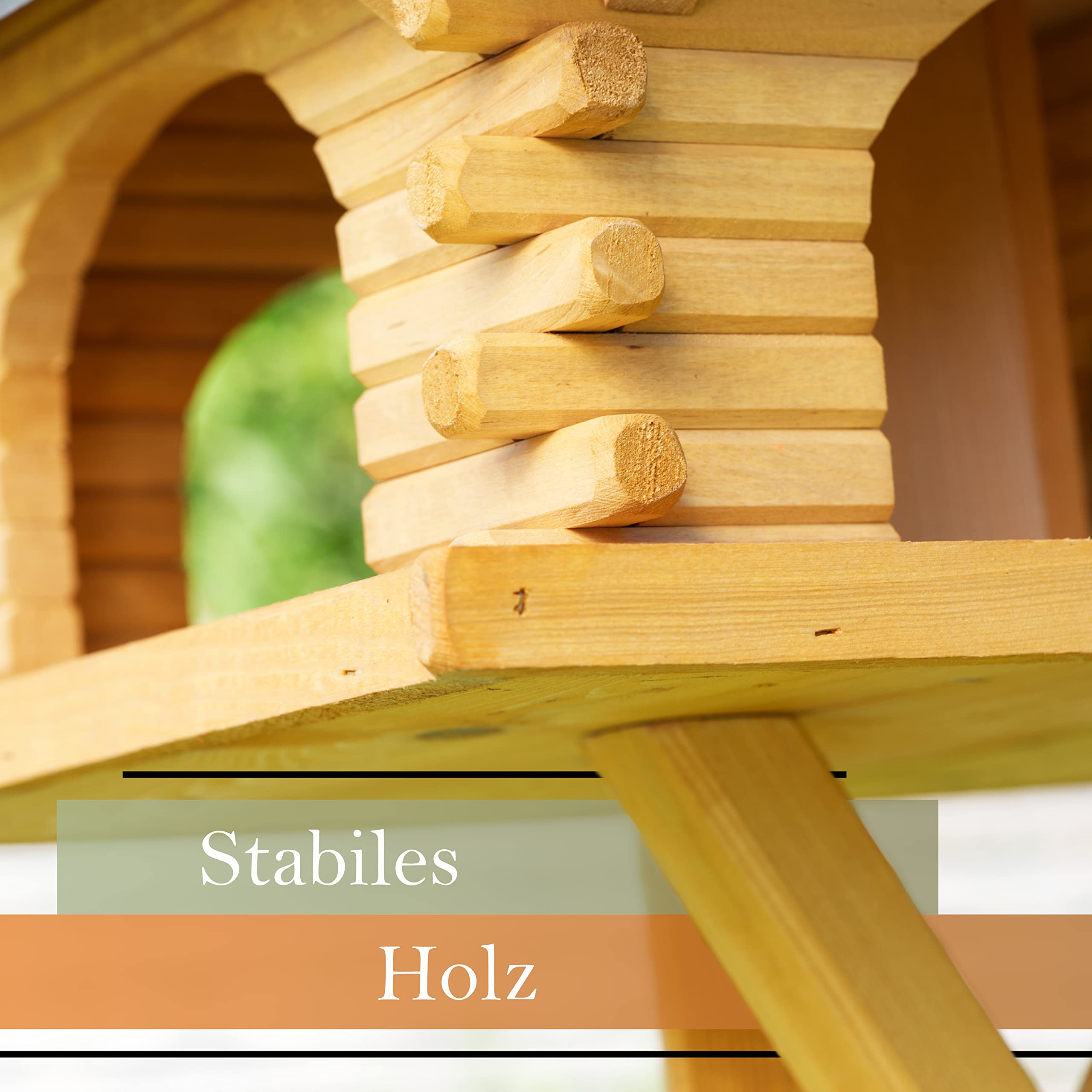 Futterhaus/Vogelhaus mit Strukturputzdach und Solarbeleuchtung, wahlweise mit oder ohne Vogelhausständer, Vogelhausständer:ohne Vogelhausständer