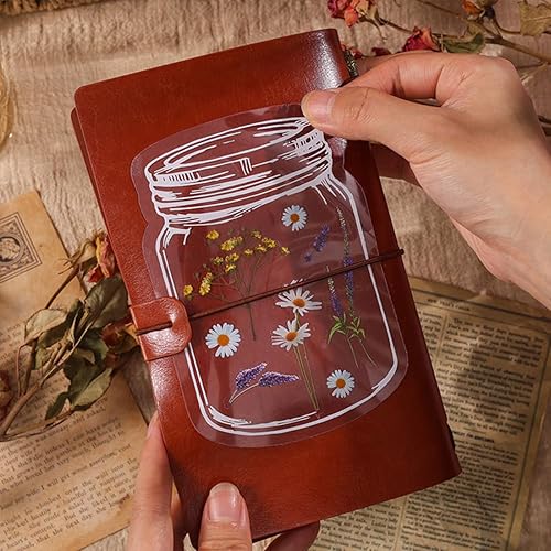 Miniatura 2 de 6 hojas de calcomanías de vinilo transparentes con margaritas blancas para manualidades, sobres, botellas de agua, coche, álbumes de recortes,