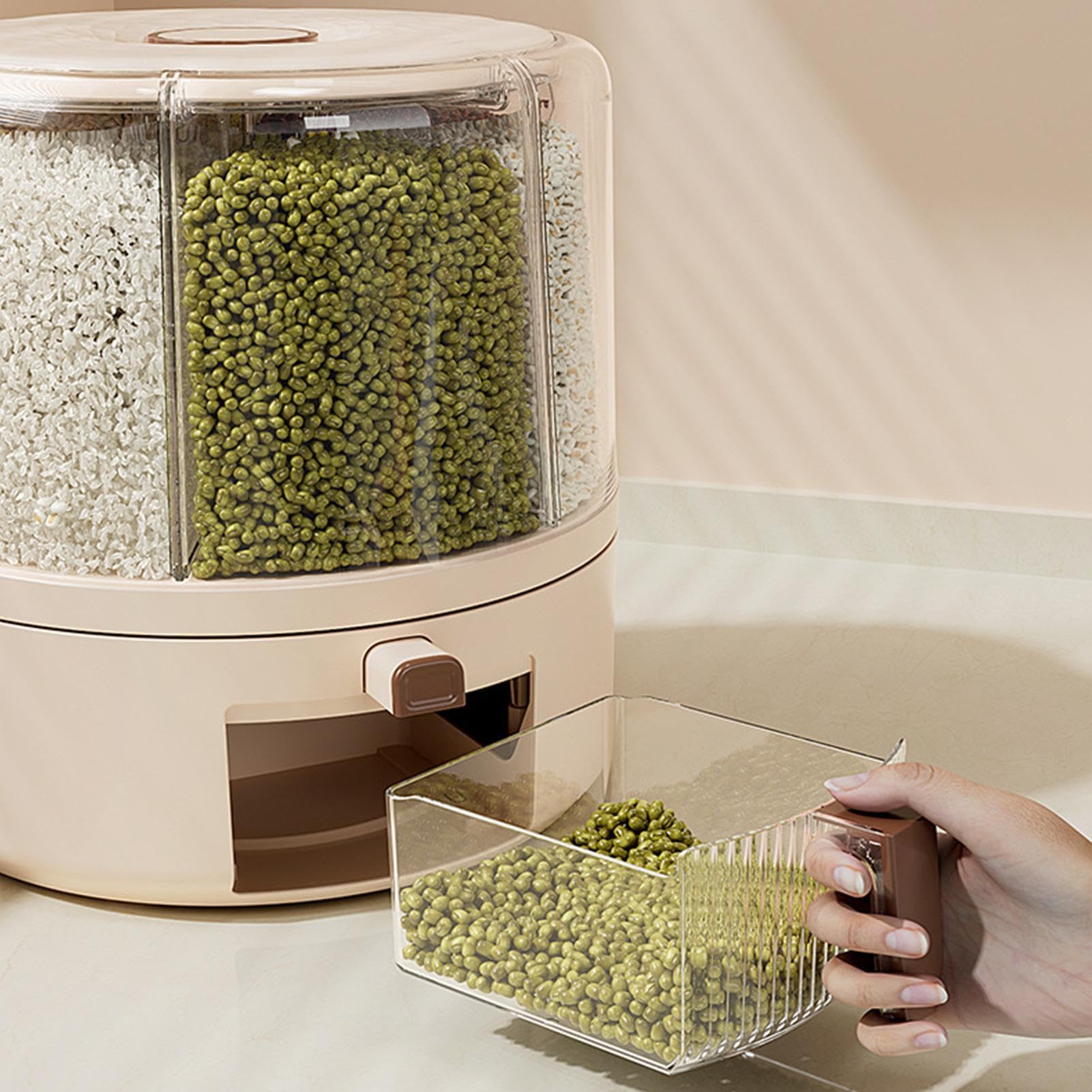 Dispensador de granos de cocina,Dispensador de almacenamiento de granos - Contenedor de alimentos secos desmontable de múltiples rejillas con rotación de 360 grados | Organización hermética para enc