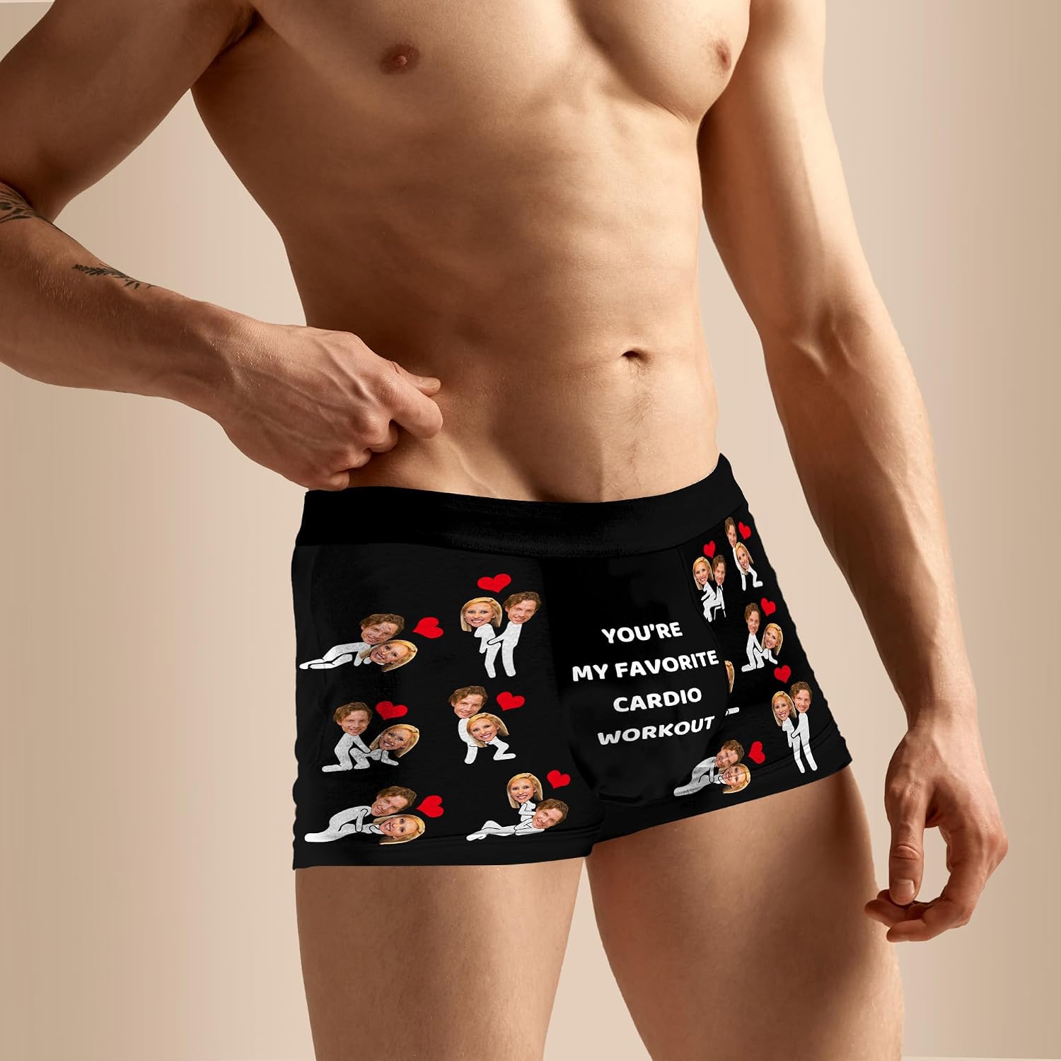 Artsadd Custom Men's Boxer Briefs Personalized Funny Face Shorts Underwear Customized Photo Gift Boyfriend Husband Valentines
