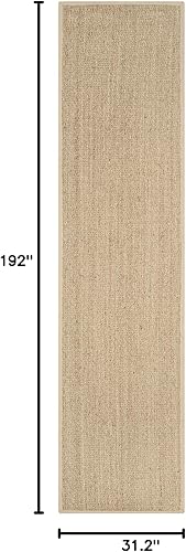 Miniatura 270 de Safavieh Colección de fibra natural NF115P - Alfombra (fibra natural), color gris, Fibras naturales beige, (Natural/Beige),Natural/Negro,Natural