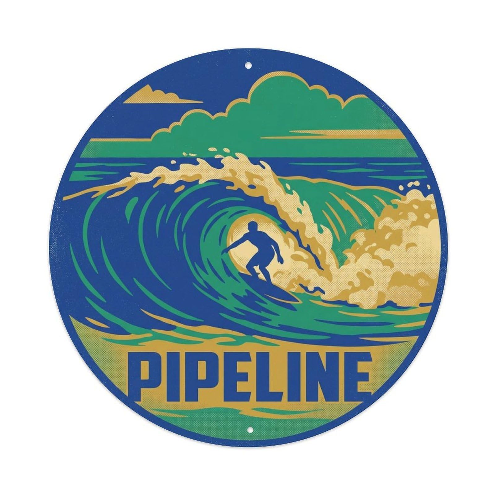 Pipeline Surf Break Hawaii Travel Coast Big Metal Tin Sign