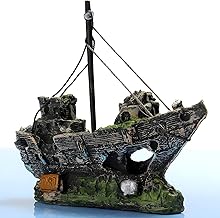 inherited Fish Tank Accessories Ship, Decoration Fish Tank Aquarium Accessories Ornament Cave Landscape Castles Corsair Ship for Small Fish Shrimp Cichild Turtle